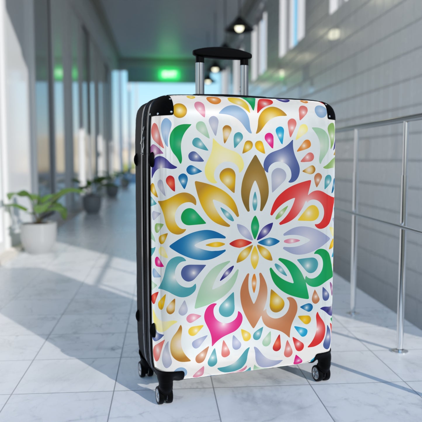 Colorful Mandala Carry-On Suitcase — Vibrant Floral Travel Luggage