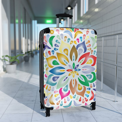 Colorful Mandala Carry-On Suitcase — Vibrant Floral Travel Luggage