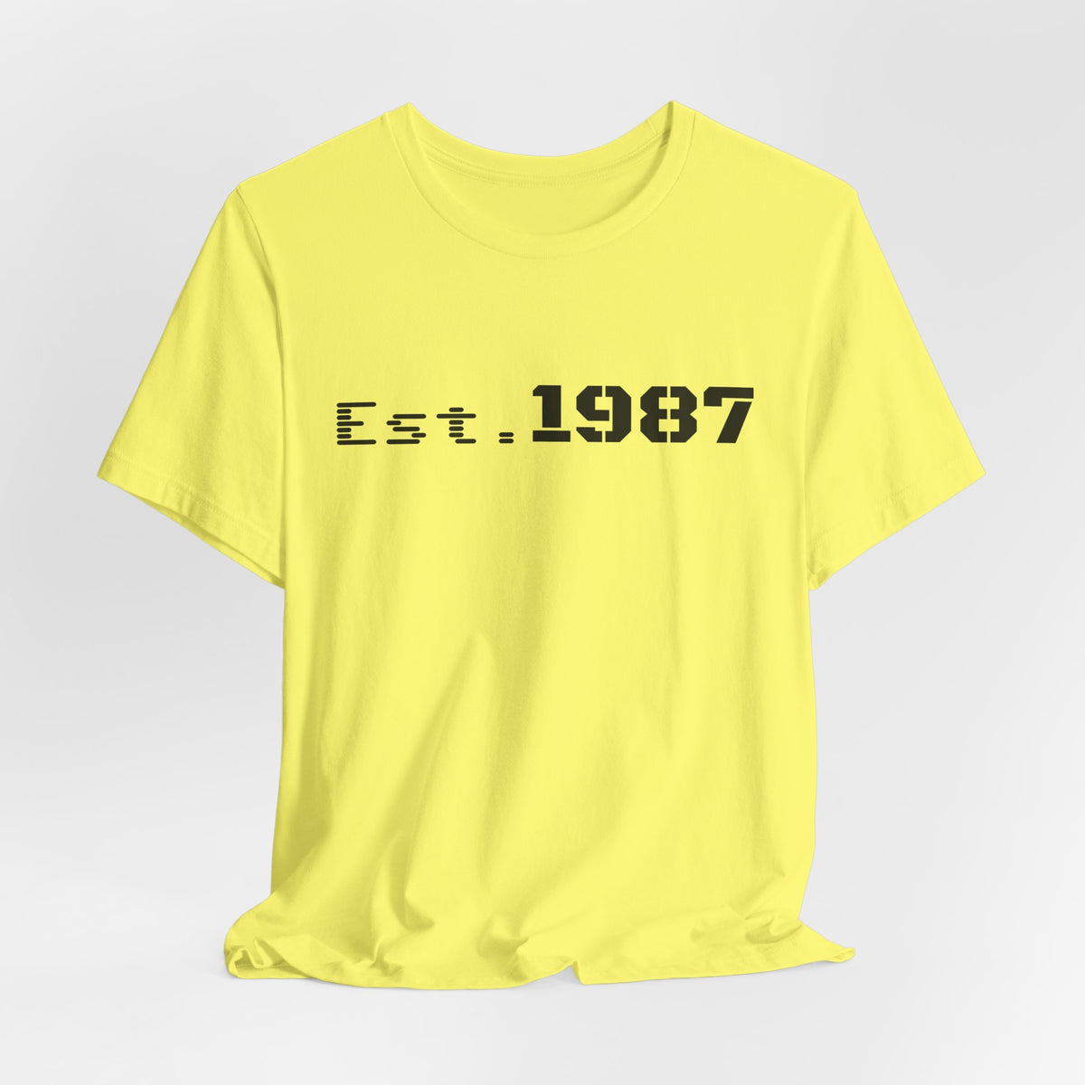 Vintage Est. 1987 T-Shirt by Printify featuring bold "Born 1987" print on a casual cotton tee.