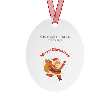 Bell-shaped Santa with sack metal ornament, festive Christmas holiday decoration by Printify, featuring a detailed Santa figure.