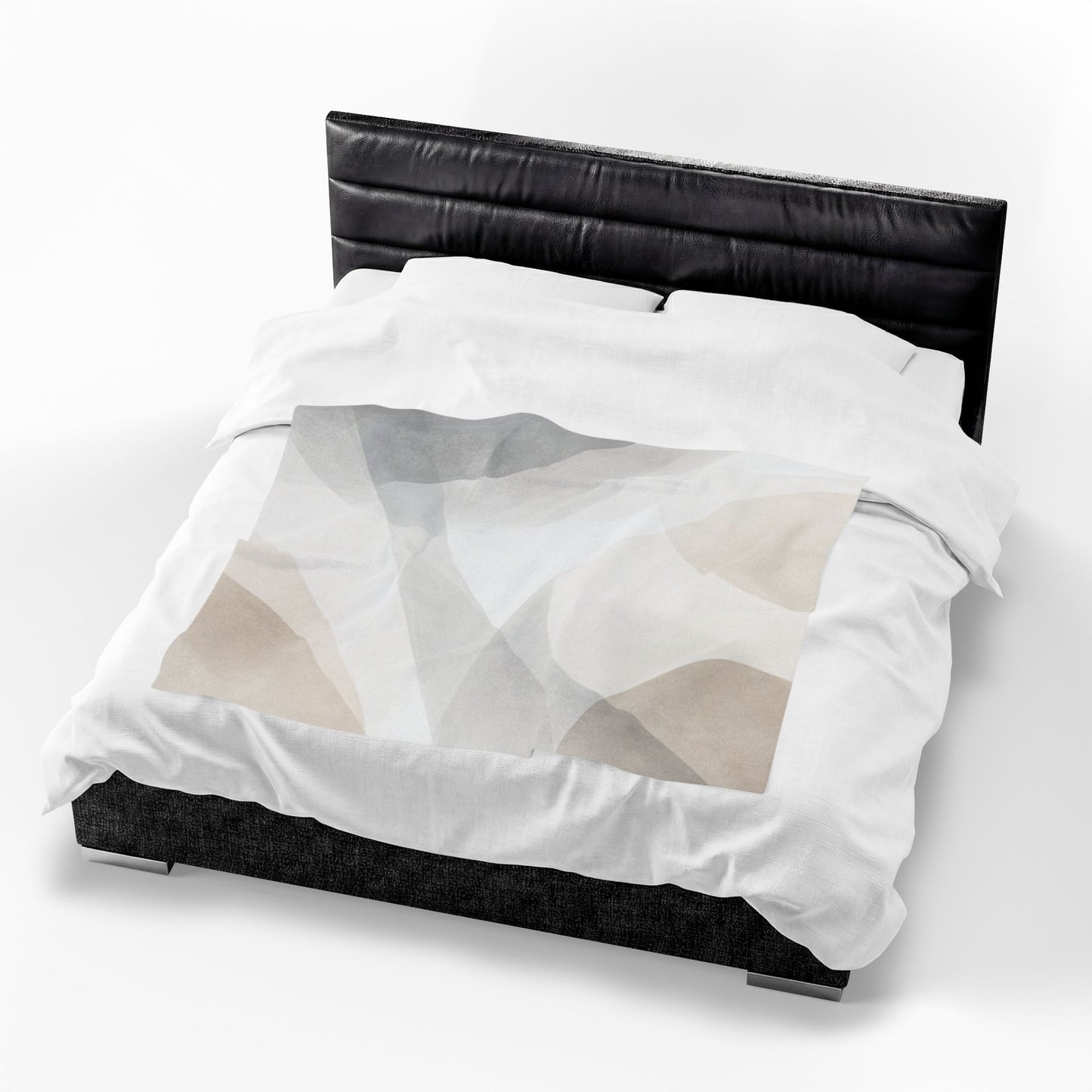 Neutral Abstract Shapes Velveteen Plush Blanket | Minimal Geometric Throw