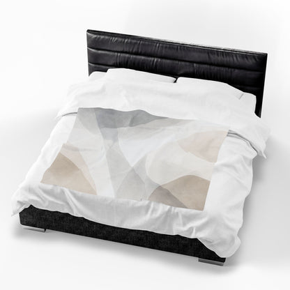 Neutral Abstract Shapes Velveteen Plush Blanket | Minimal Geometric Throw