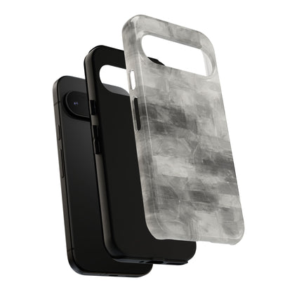 Abstract gray grid phone case for iPhone, tough protective cover with modern geometric design by Printify.