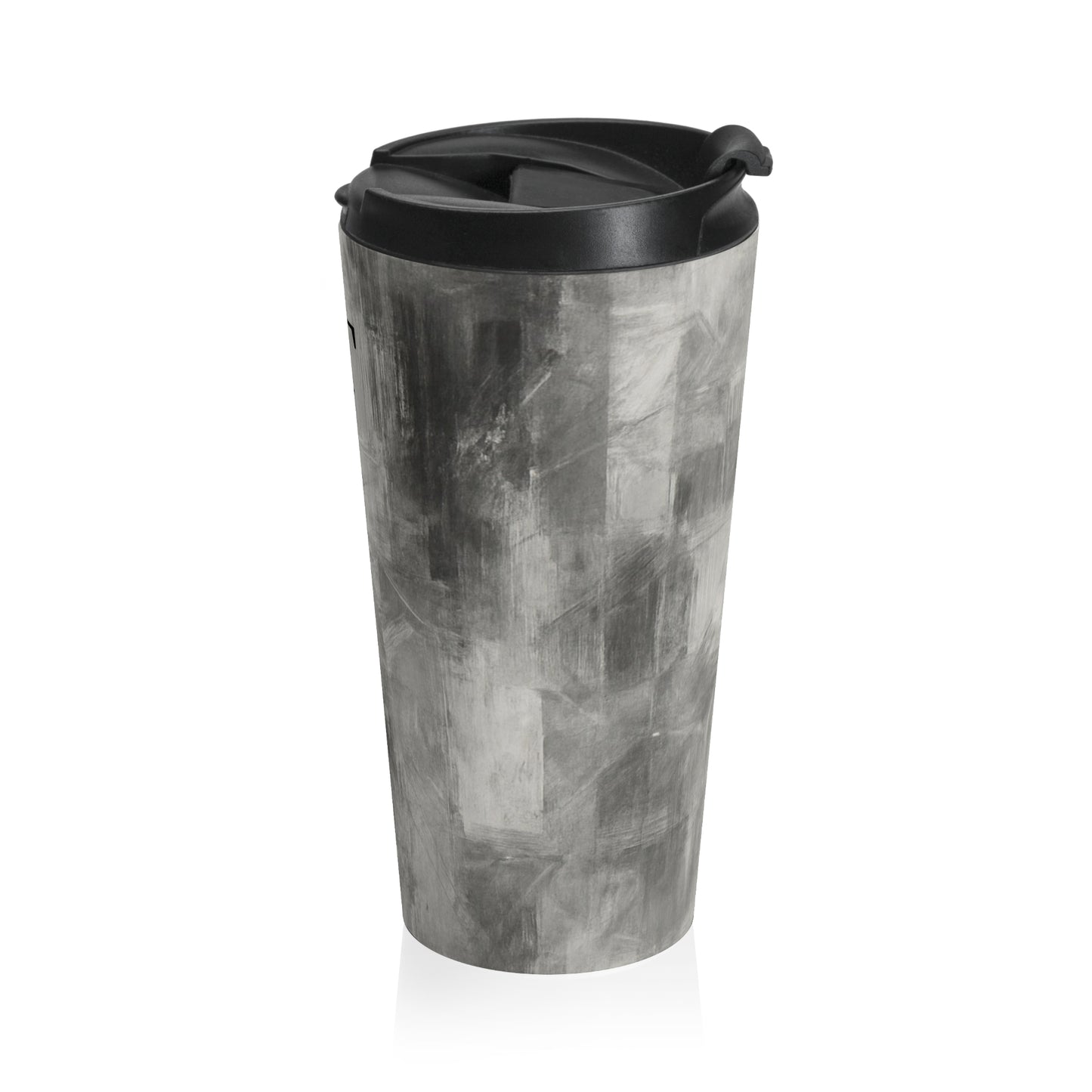 Gray marble travel mug with monogram initials, personalized stainless steel tumbler perfect for on-the-go beverages.