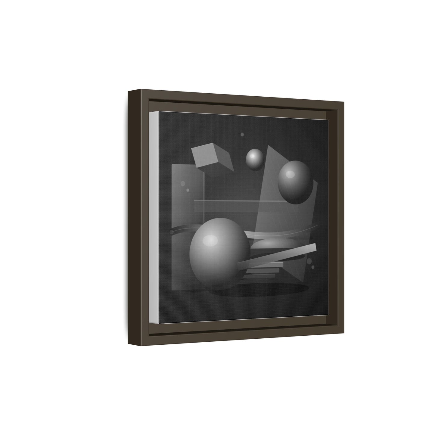 Monochrome Geometric Spheres Canvas Framed Wall Art | Matte Print