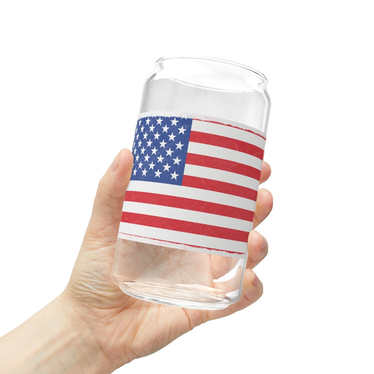 American Flag Sipper Glass — 16oz Patriotic Drink Tumbler with Straw