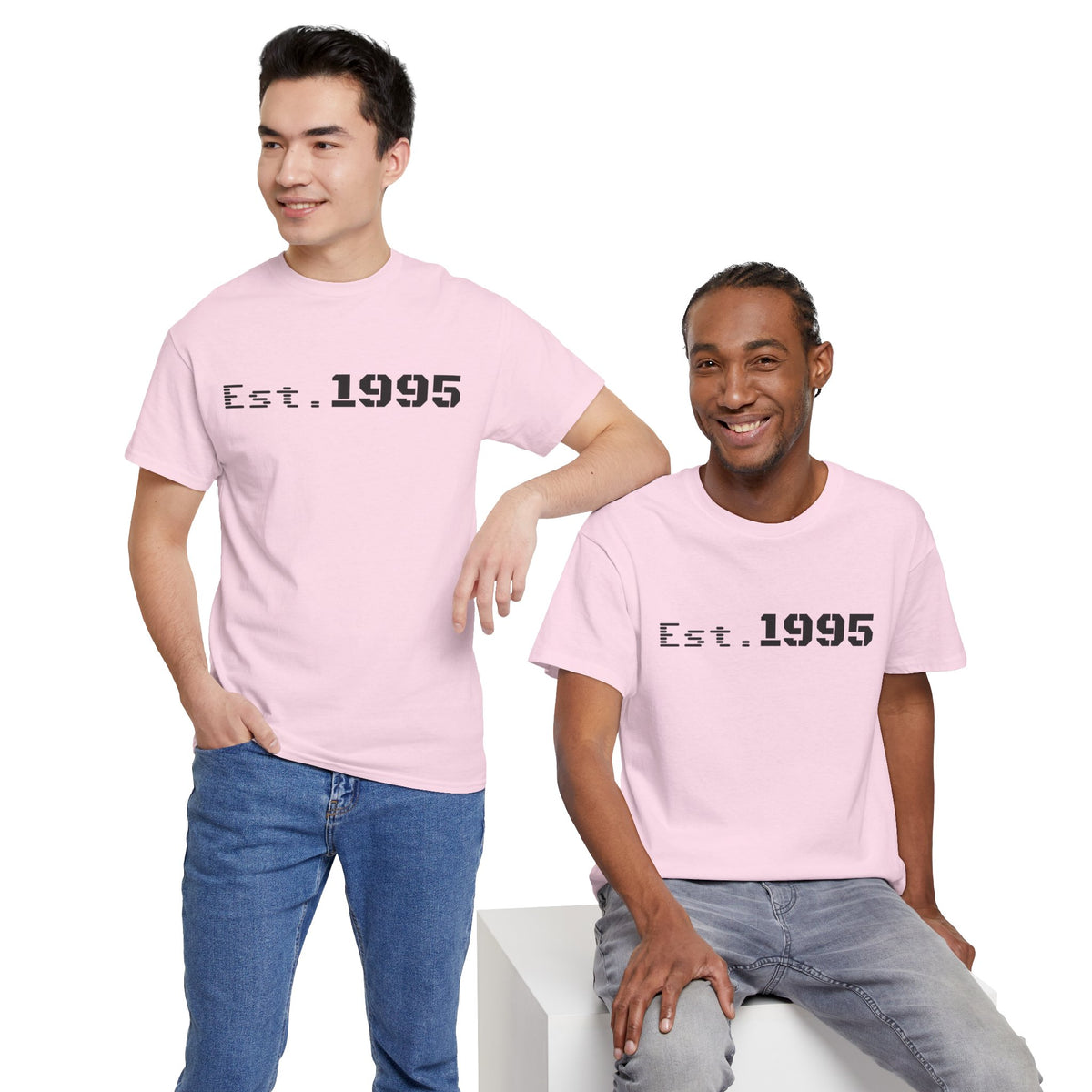 Vintage Est. 1995 T-shirt by Printify featuring minimalist design and Born in 1995 birthday text on a casual cotton tee.