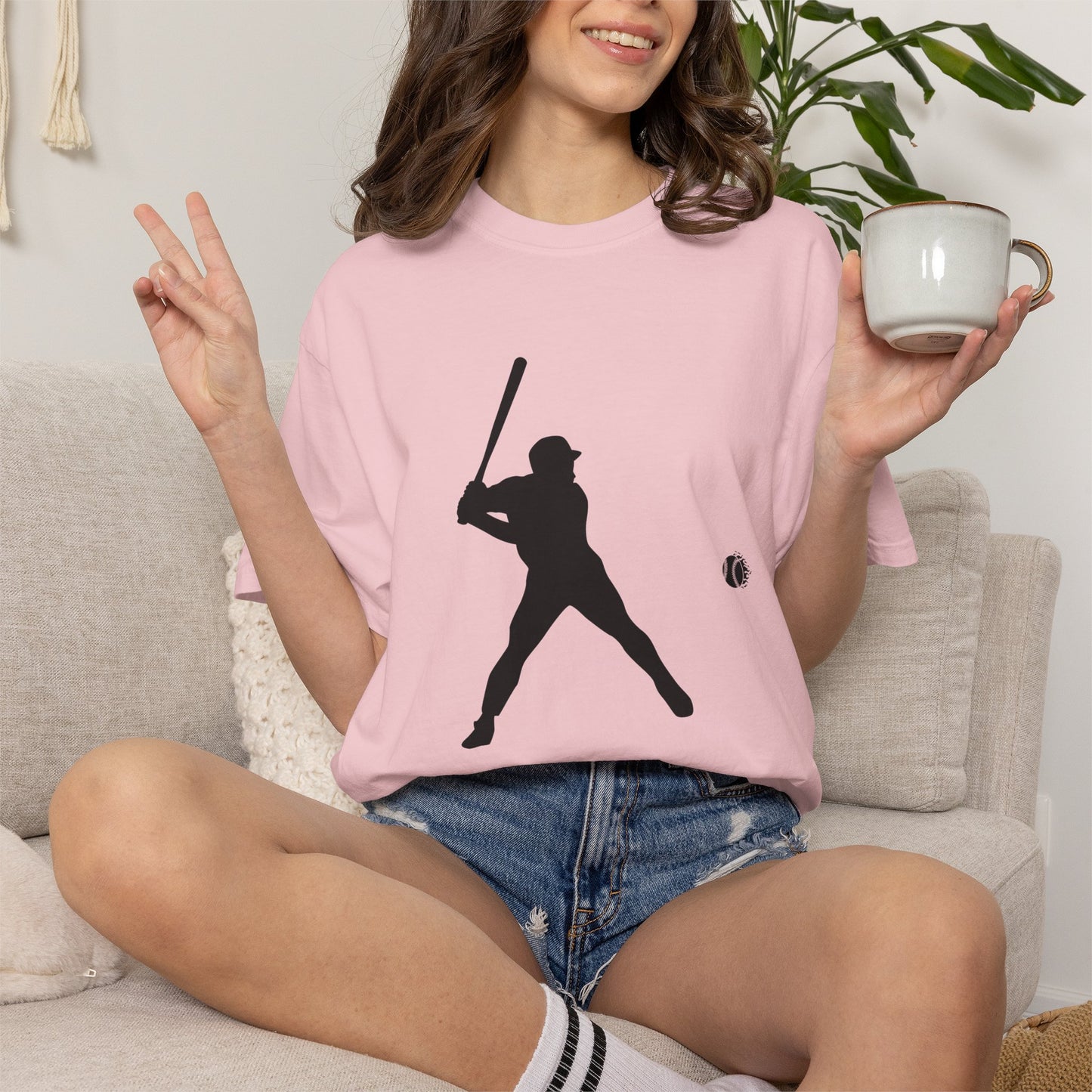 Unisex Baseball Silhouette Tee, Casual Wear, Sports Fan Apparel, Gift for Athletes, Summer Outing Outfit, Soft Cotton Shirt