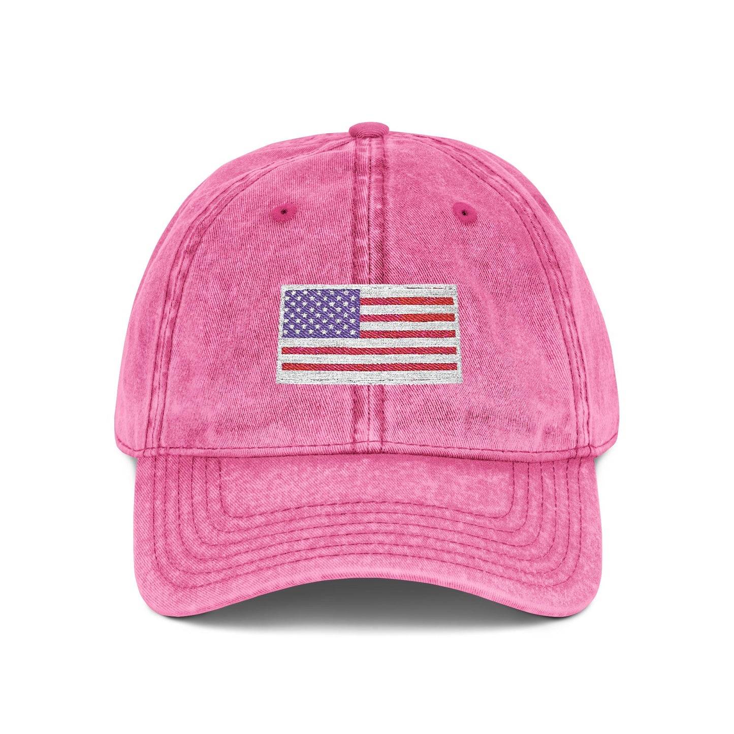 Embroidered Vintage Cap with USA Flag Design - TRV