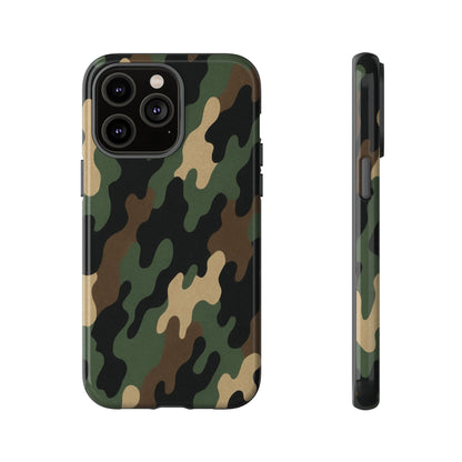 Camouflage tough phone case by Printify featuring rugged camouflage design and protective features for smartphones.