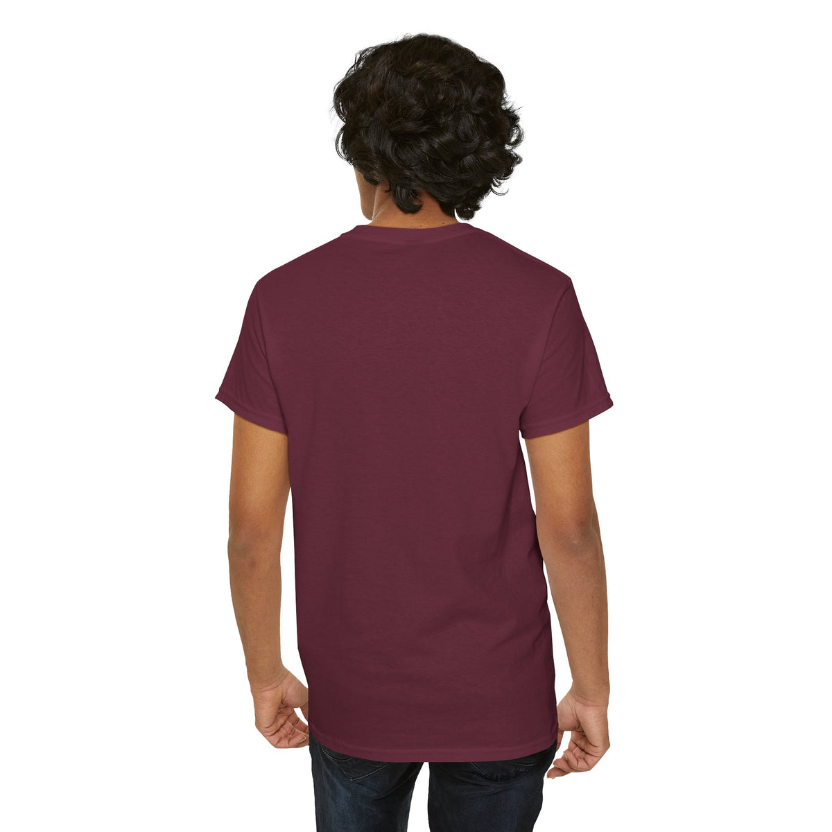 Black graphic t-shirt from Printify featuring dripping lips with a "hmm..." bite design on the front.
