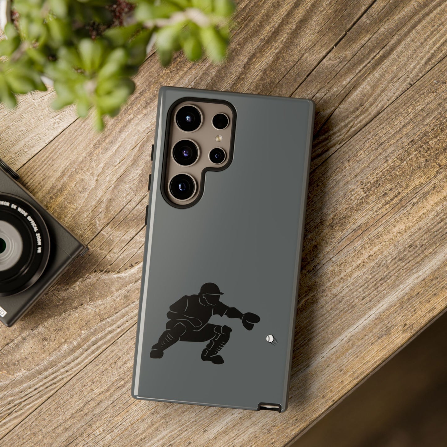 Printify baseball catcher phone case, durable protective cover with baseball glove and ball design for smartphone protection.