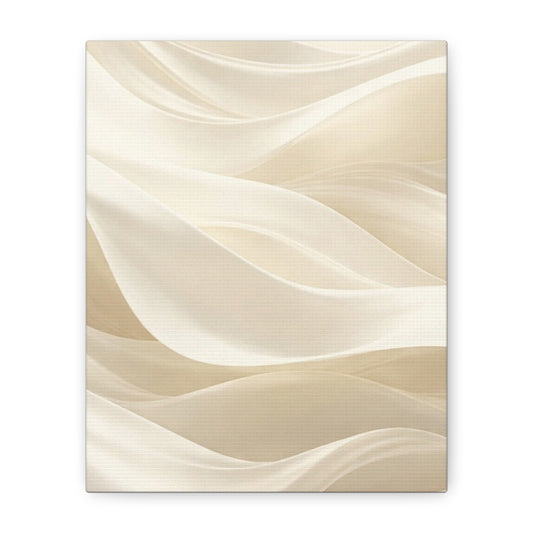 Neutral abstract wave art on matte canvas, featuring flowing wave patterns in soft tones, by Printify.