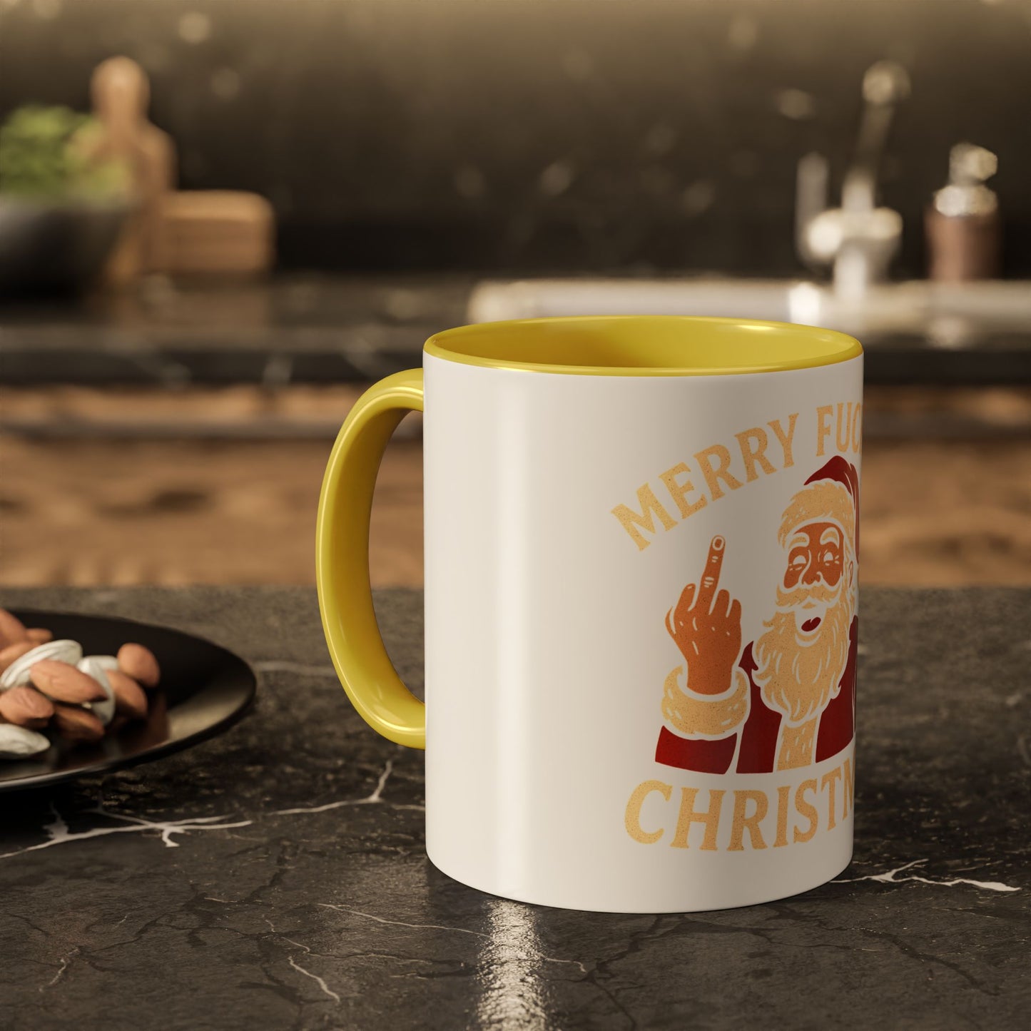 Merry Fucking Christmas Mug — Funny Santa Middle Finger Coffee Cup (11oz & 15oz)