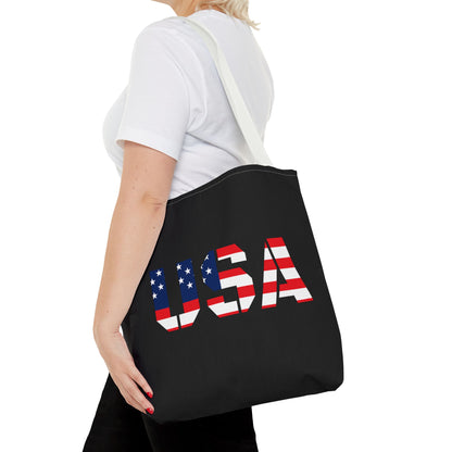 Patriotic USA Print Tote Bag, Reusable Shopping Bag, 4th of July Gift, Summer Carryall, American Flag Style - TRV