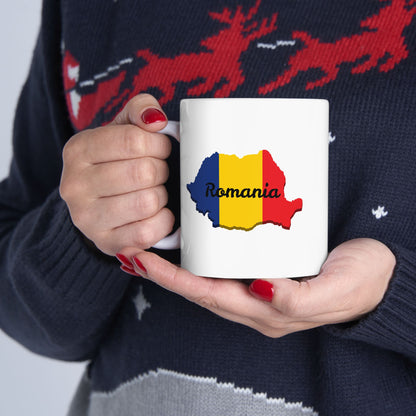 Romania Flag Ceramic Mug, Unique Coffee Cup, Travel Souvenir, Gift for Romanians