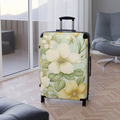 Floral Vintage Carry-On Suitcase — Pastel Dogwood Luggage