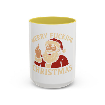 Merry Fucking Christmas Mug — Funny Santa Middle Finger Coffee Cup (11oz & 15oz)