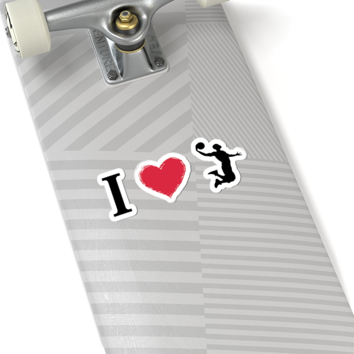 I Heart Basketball Sticker — Kiss-Cut Sports Decal for Laptops & Water Bottles