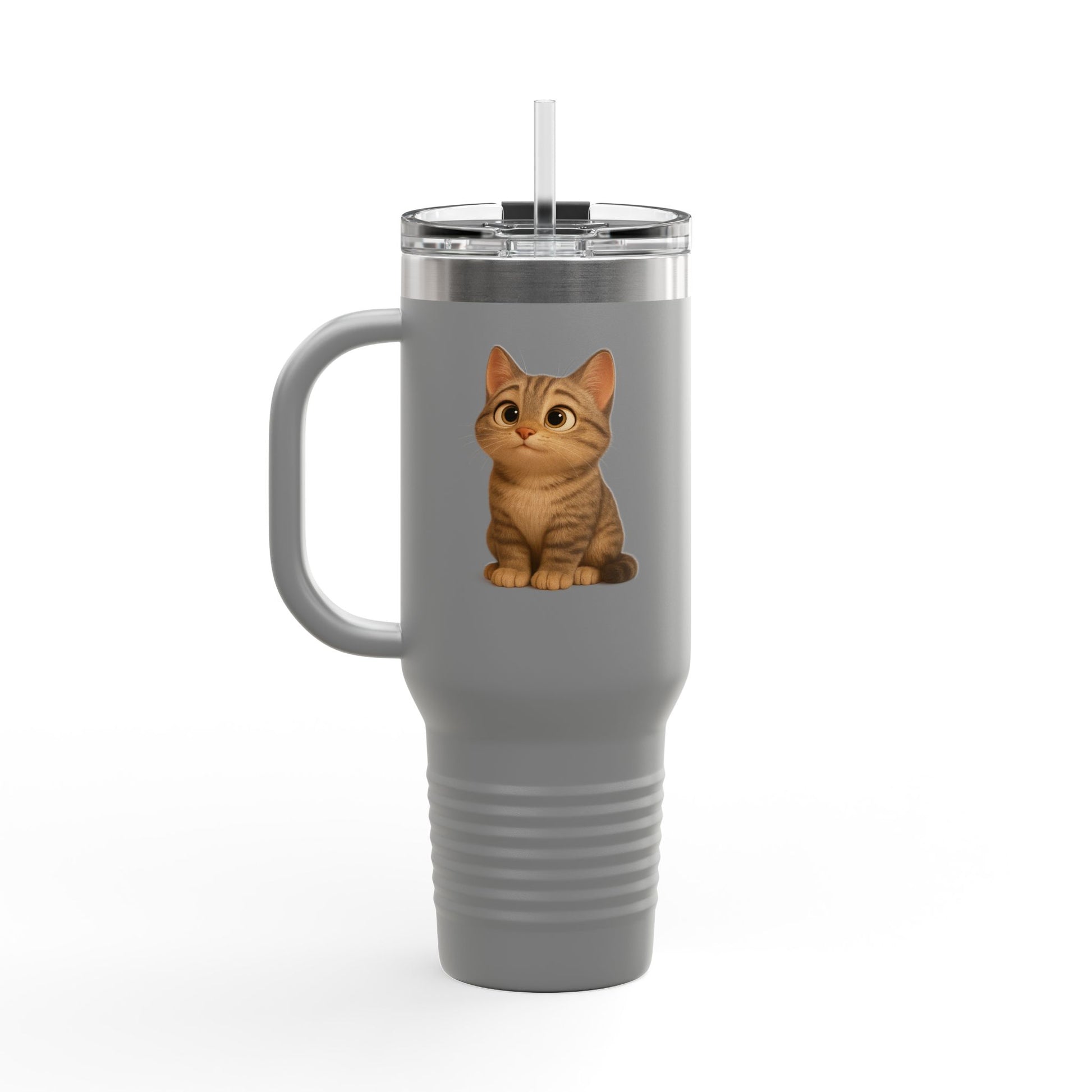Cute Cat Insulated Travel Mug, Perfect for Pet Lovers, 40oz Coffee Cup, Travel Tumbler, Gift for Cat Lovers, Customizable Mug - TRV