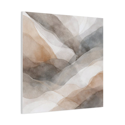 Neutral Abstract Watercolor Waves Canvas