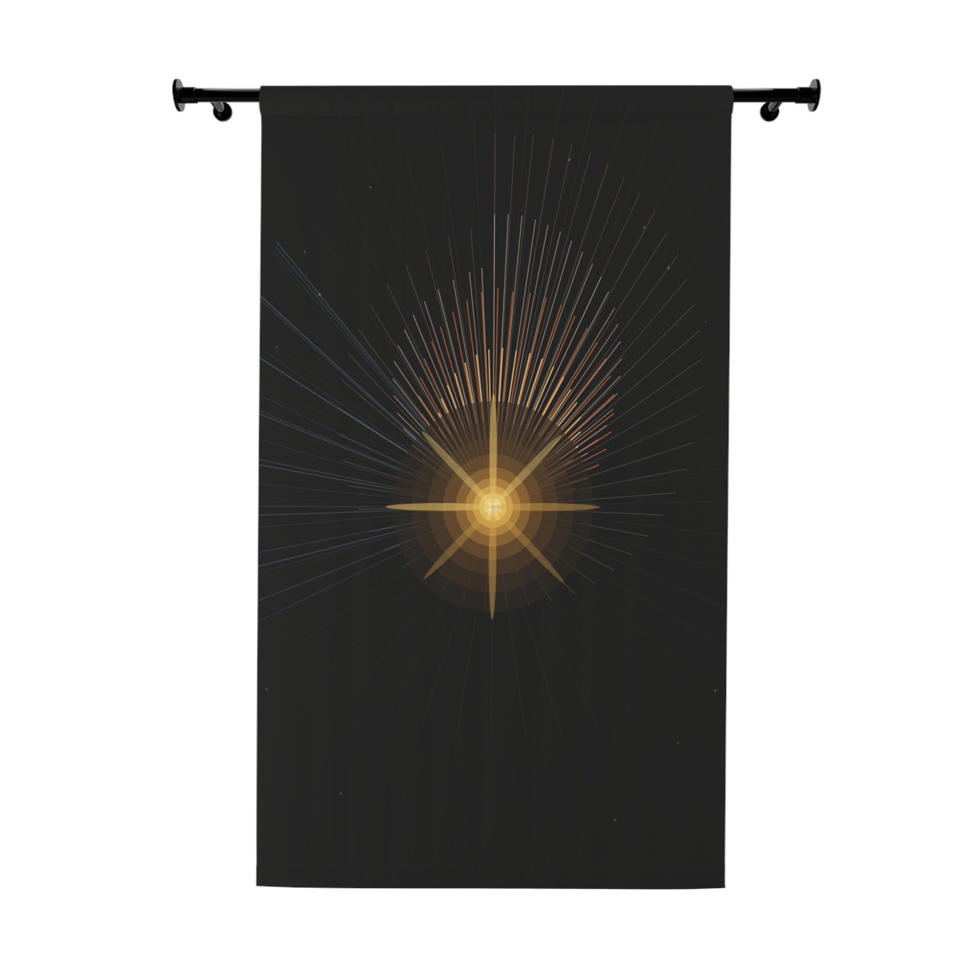 Radiant Star Window Curtain | Dark Celestial Sunburst Panel - TRV