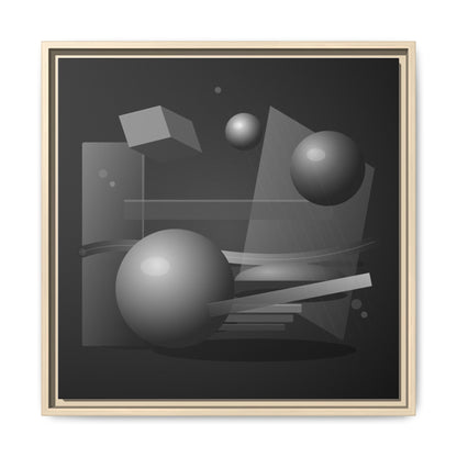 Monochrome Geometric Spheres Canvas Framed Wall Art | Matte Print