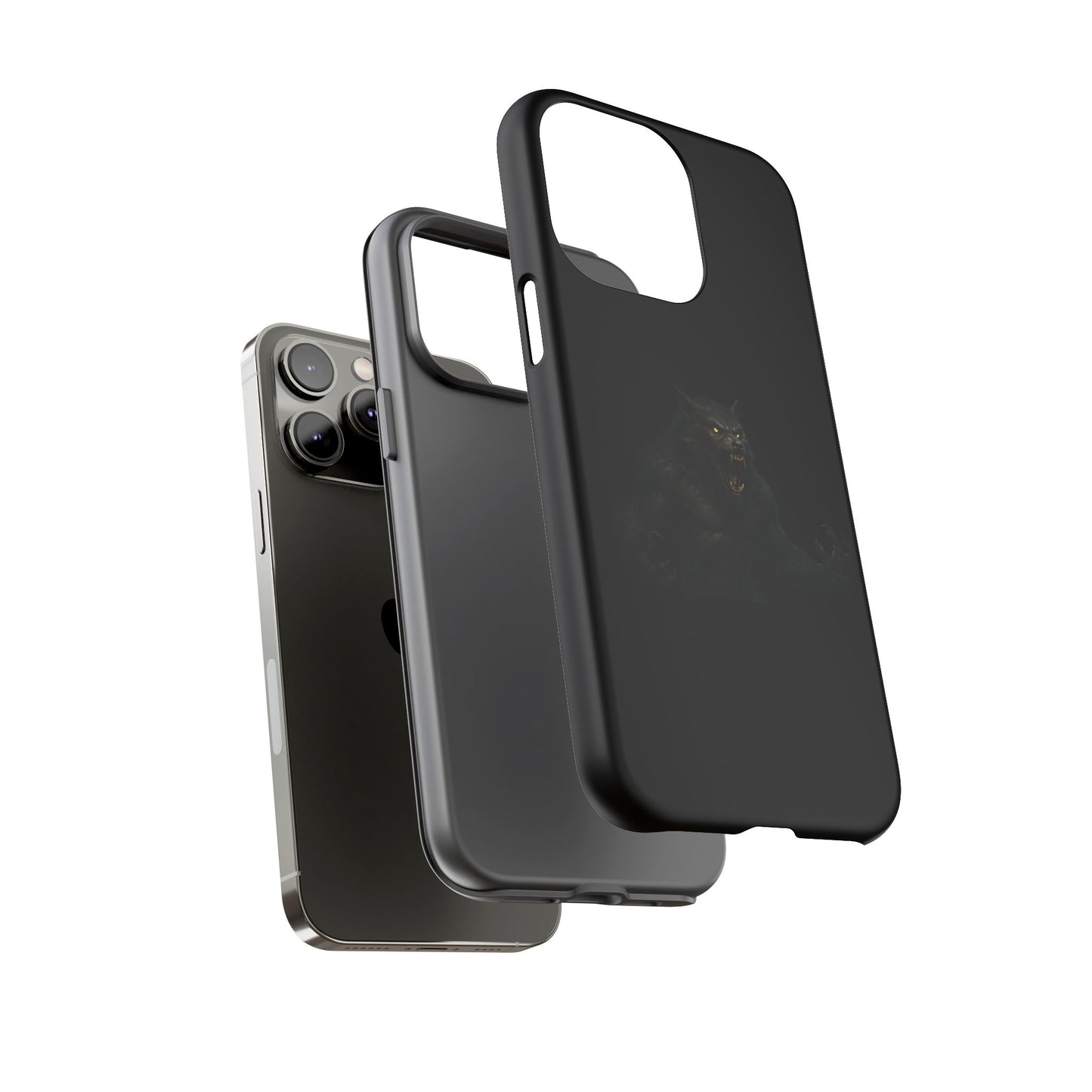 Werewolf phone case with dark monster graphic, tough protective design for smartphones, by Printify.