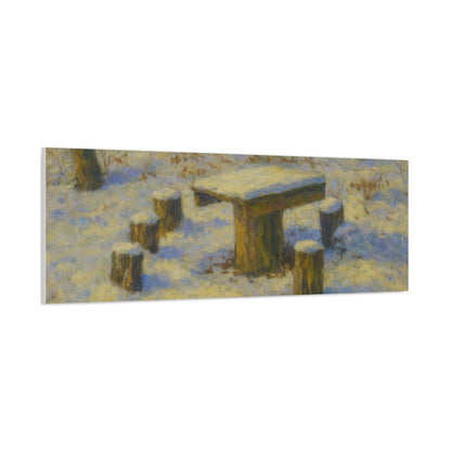 Snowy forest winter landscape canvas wall art by Printify, matte stretched print depicting a serene snowy forest scene
