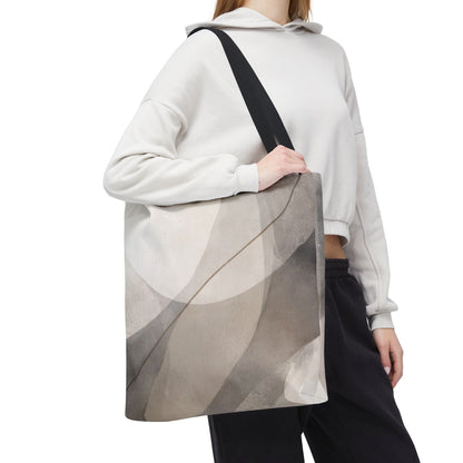 Neutral Abstract Watercolor Waves Tote Bag | All-Over Print