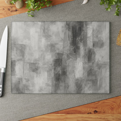 Glass Cutting Board — Abstract Gray Brushstroke Tempered Glass Chopping Board
