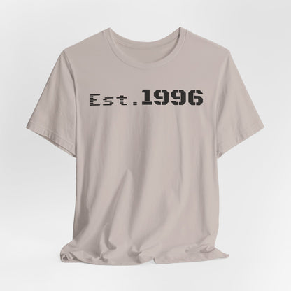 Unisex Jersey Tee - 'Est. 1996' Graphic Shirt, Birthday Gift, Casual Wear, Vintage Style, Retro Fashion, Gift for Him/Her - TRV