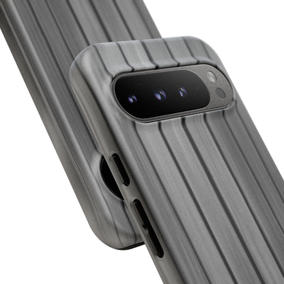 Ribbed metal texture phone case for iPhone, tough protective cover by Printify with durable, stylish design.