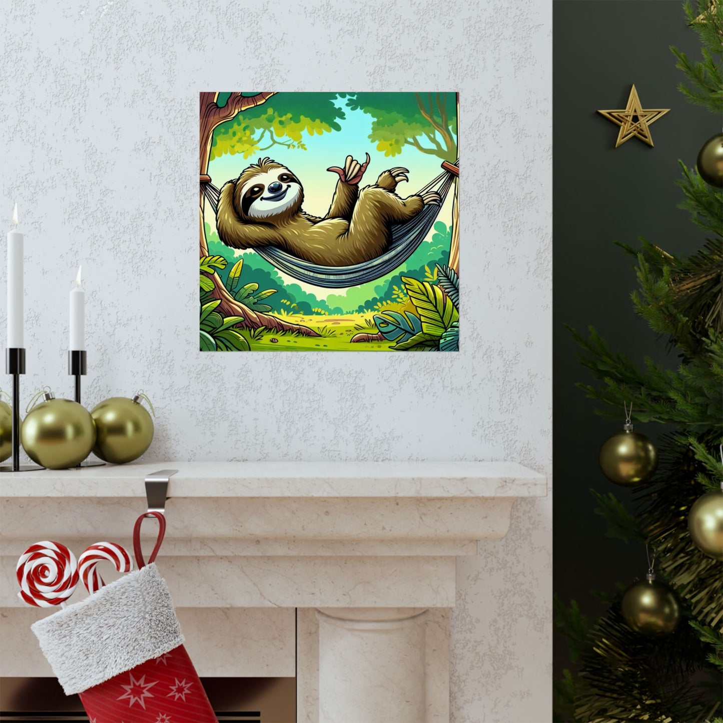 Sloth Hammock Matte Poster — Tropical Relaxation Wall Art