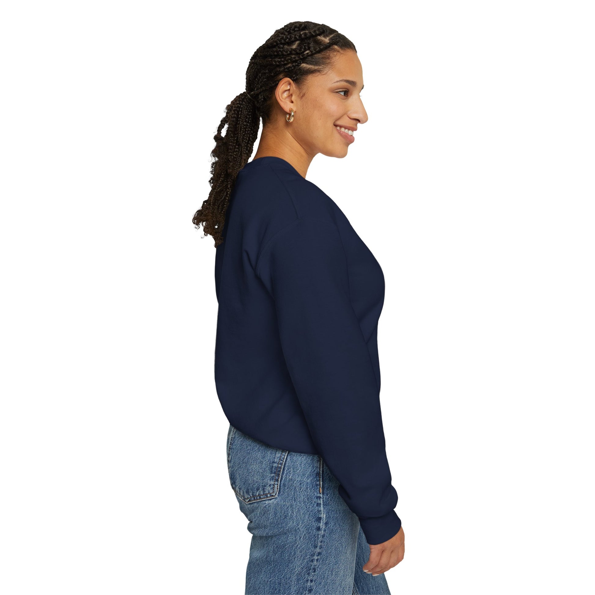 Black Vampire Portrait crewneck sweatshirt featuring a detailed vampire illustration, made by Printify.