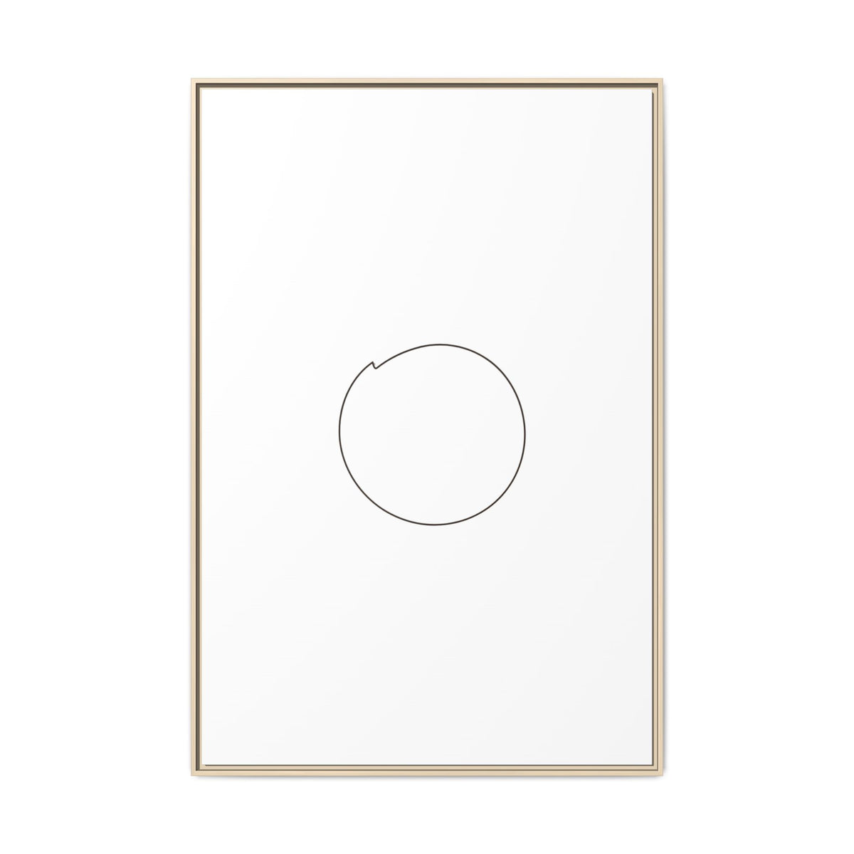 Framed matte canvas wall art featuring a minimal circular line design, by Printify, perfect for modern home decor.