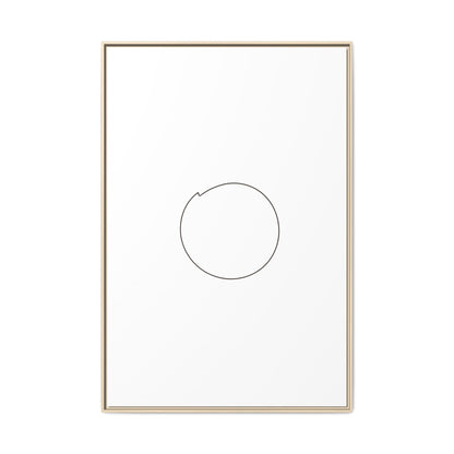 Framed matte canvas wall art featuring a minimal circular line design, by Printify, perfect for modern home decor.
