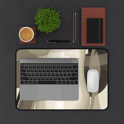 Abstract Neutral Waves Desk Mat | Modern Beige Brown Mousepad Surface