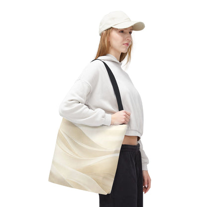 Cream Abstract Waves Tote Bag | Neutral Swirl Pattern