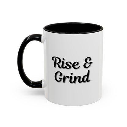 Rise & Grind Coffee Mug – Motivational Black Accent Mug for Daily Inspiration - TRV