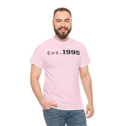 Unisex Heavy Cotton Tee - Est. 1995, Vintage Birthday Gift, Customizable Tee, Retro Unisex Shirt, Casual Everyday Wear