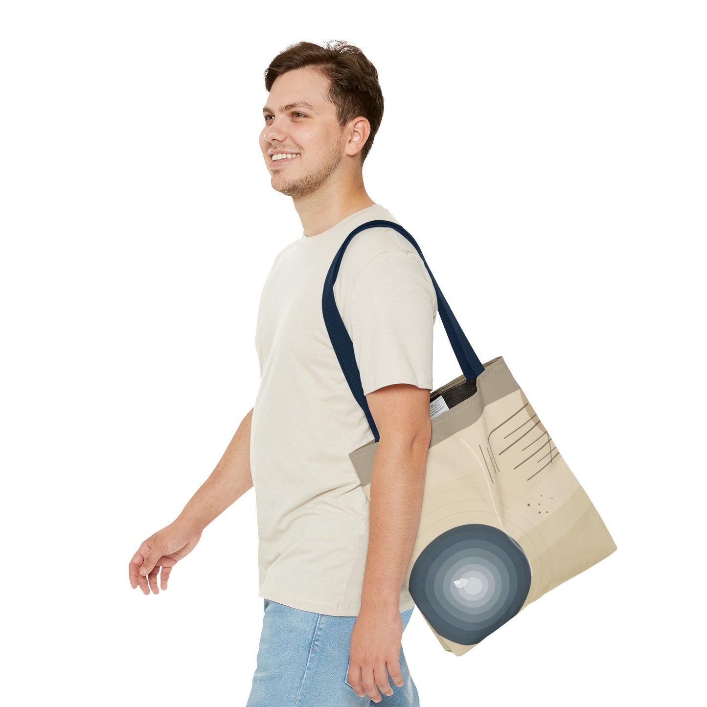 Abstract Neutral Waves Tote Bag | Geometric Circle Pattern