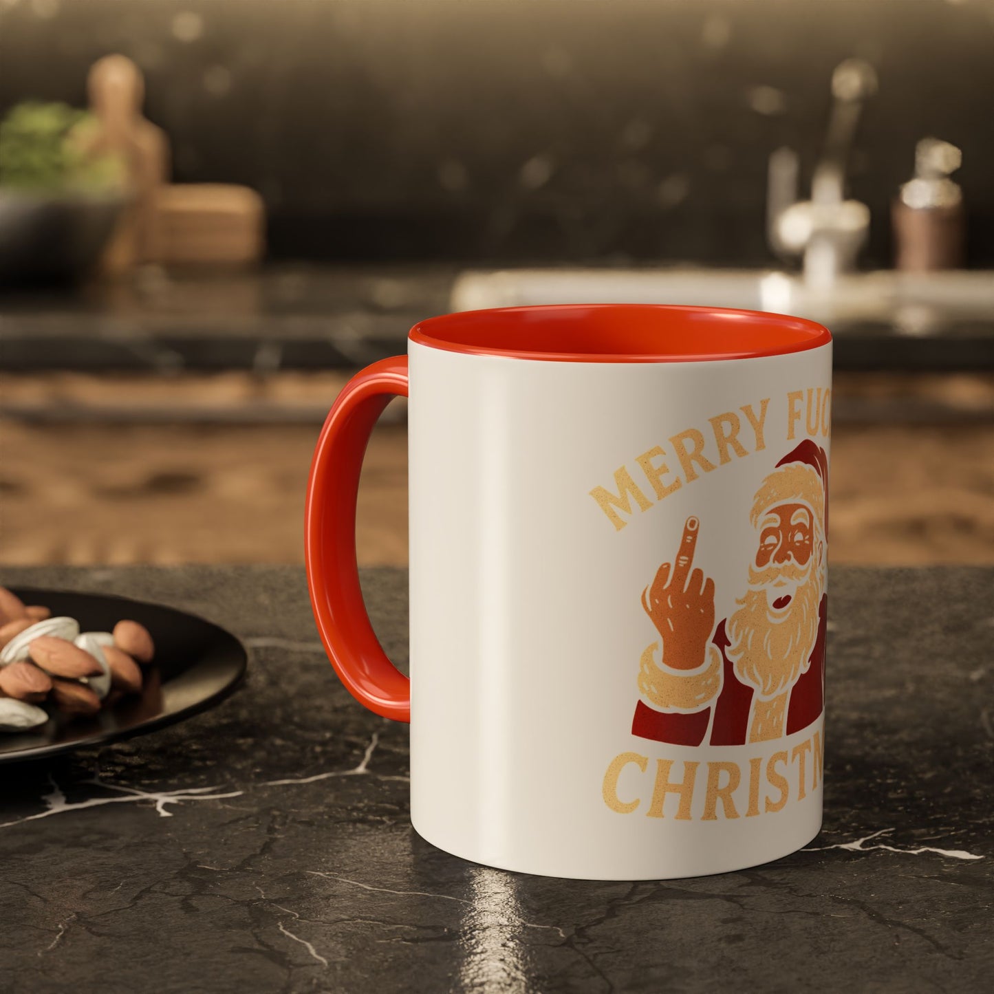 Merry Fucking Christmas Mug — Funny Santa Middle Finger Coffee Cup (11oz & 15oz)