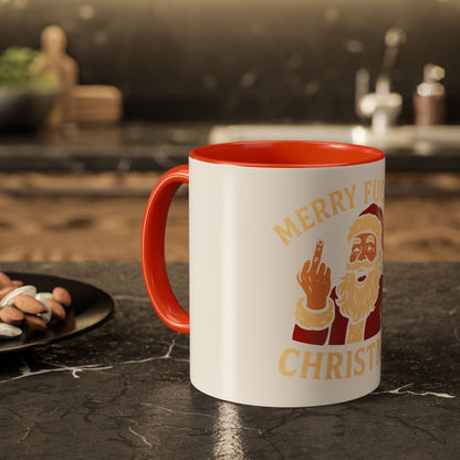 Merry Fucking Christmas Mug — Funny Santa Middle Finger Coffee Cup (11oz & 15oz)