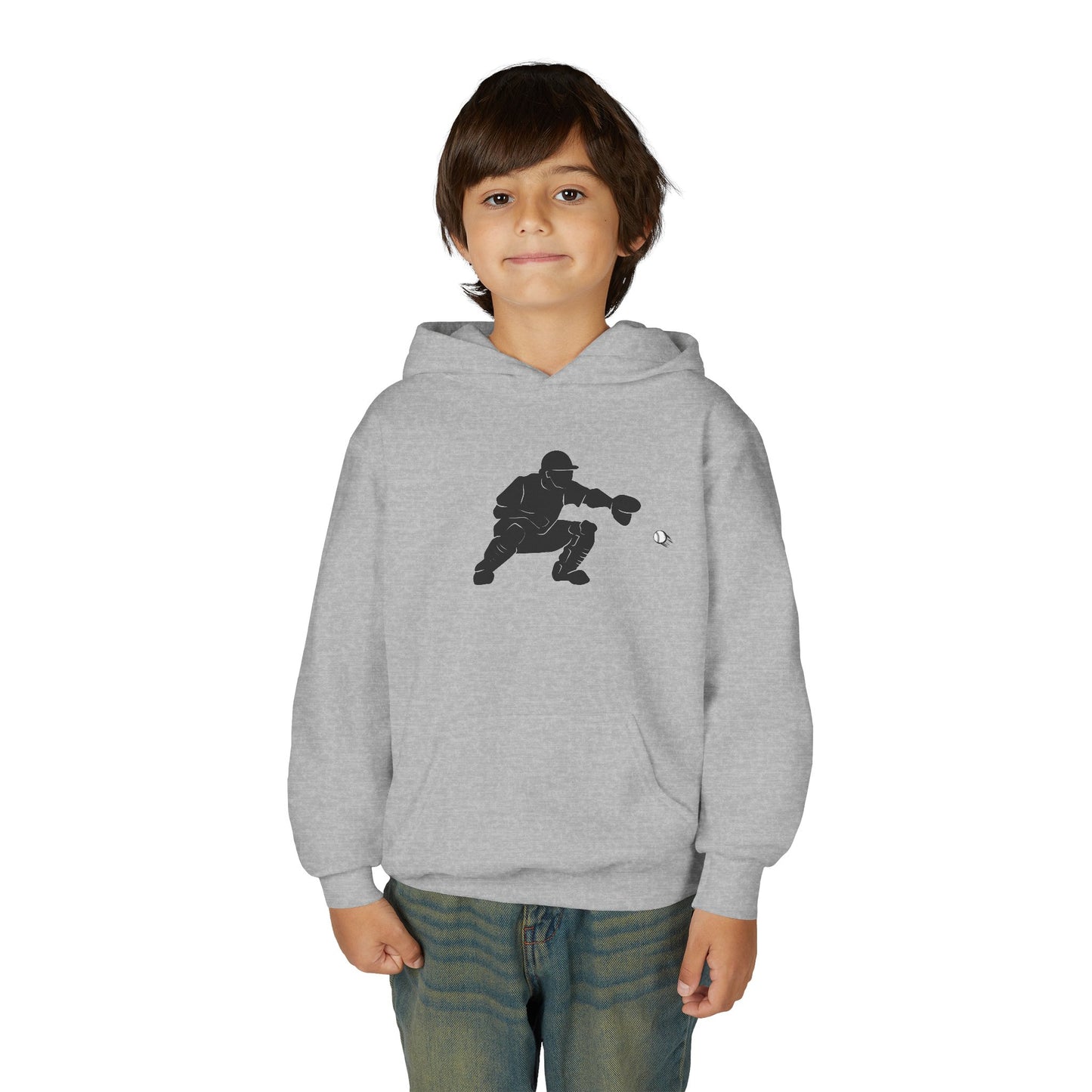Youth Baseball Catcher Hoodie, Sporty Sweatshirt for Kids, Perfect Gift for Young Athletes, Team Spirit Gear, Sports Event Apparel