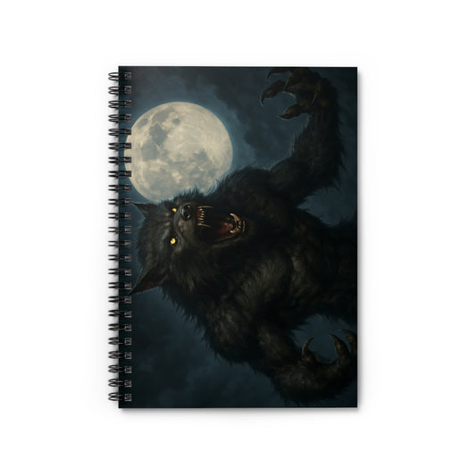 Nightmare Moon Werewolf Spiral Notebook - Perfect for Horror Lovers, Journaling, Gift for Halloween, Writing, School Supplies - TRV