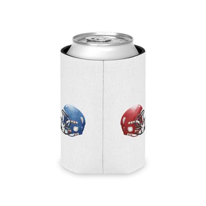 Football Helmet Can Cooler - Red vs Blue Rivalry Koozie