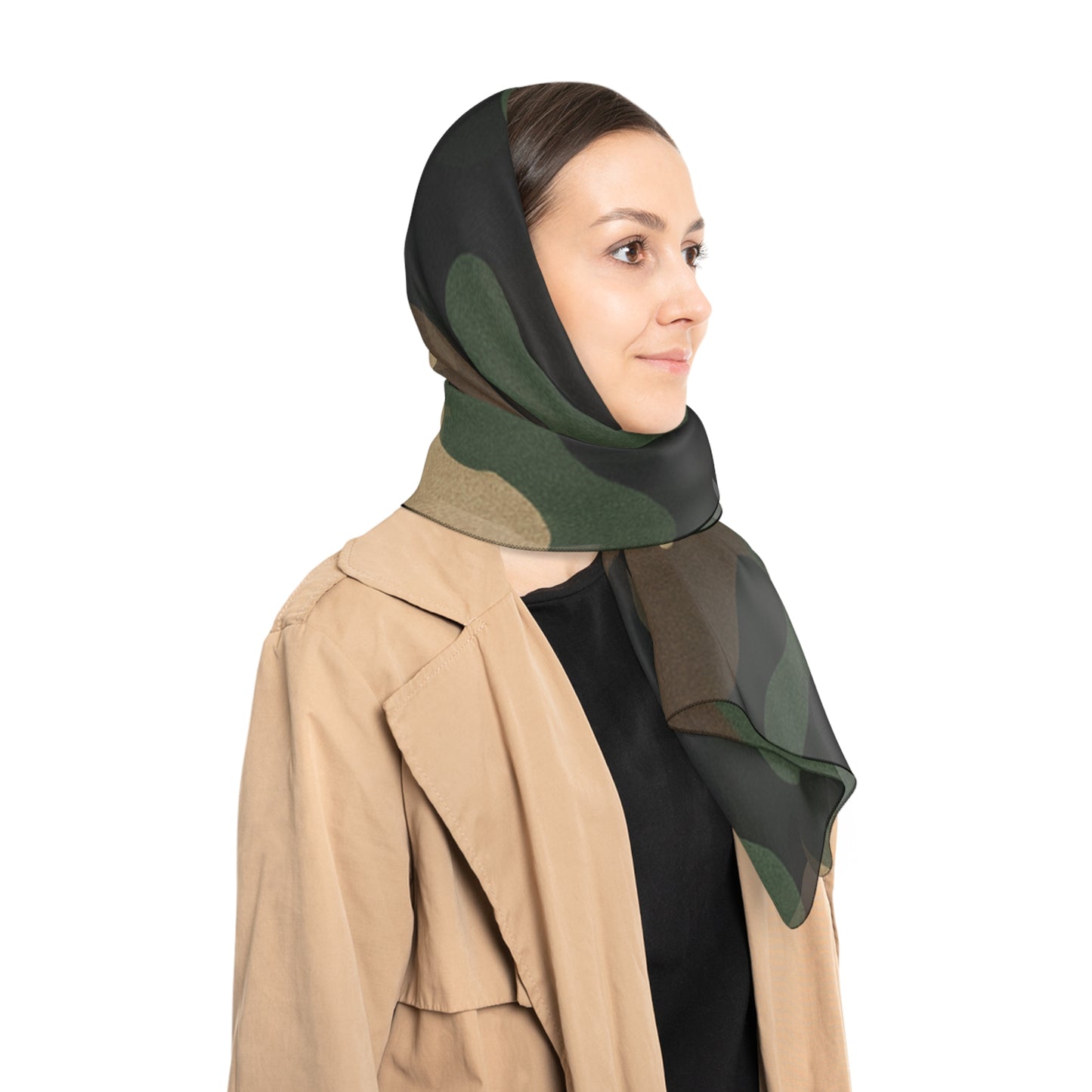 Camouflage Poly Scarf — Lightweight Camo Print Fashion Scarf