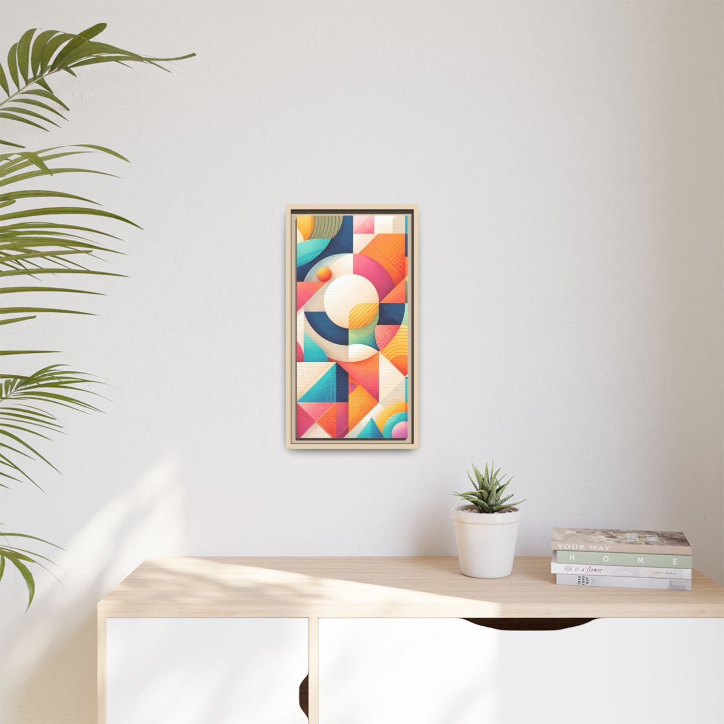 Colorful Geometric Abstract Art Matte Canvas Framed