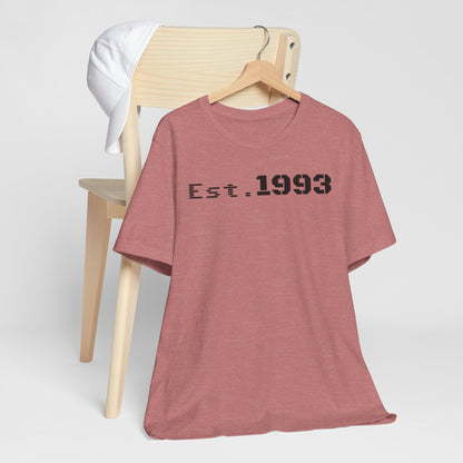 Est. 1993 Unisex Jersey Tee - Vintage Style Shirt, Birthday Gift, Casual Outfit, Celebration Top, Custom Year Shirt